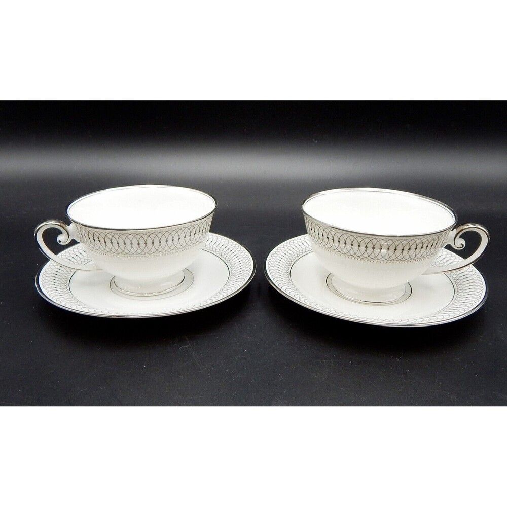 Tirschenreuth Bavaria The Elgin Teacup And Saucer Germany Silver Set of 2